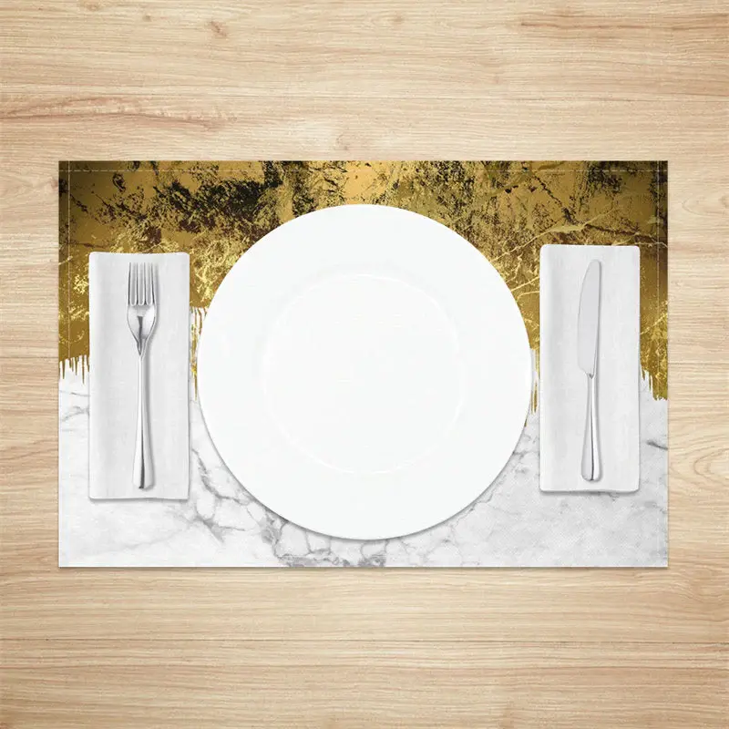 Gold White Marble Texture Dining Set Of 4 Placemats - Aperturee