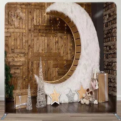 Wood Moon Chair Light Xmas Tension Fabric Backdrop - Aperturee