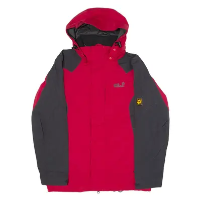 JACK WOLFSKIN Mens Rain Jacket Red Hooded Colourblock M