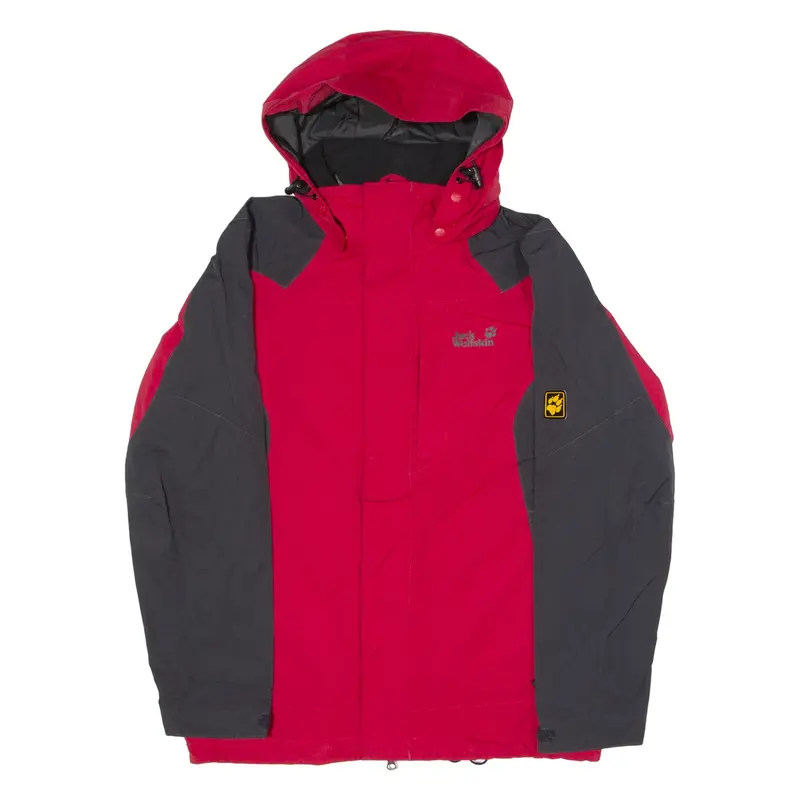 JACK WOLFSKIN Mens Rain Jacket Red Hooded Colourblock M