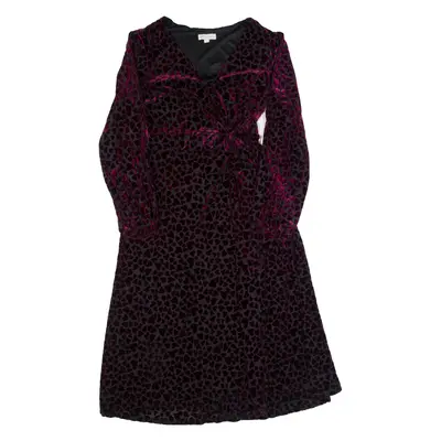 MONSOON Heart Design Womens A-Line Dress Black Velvet Long Sleeve Long S
