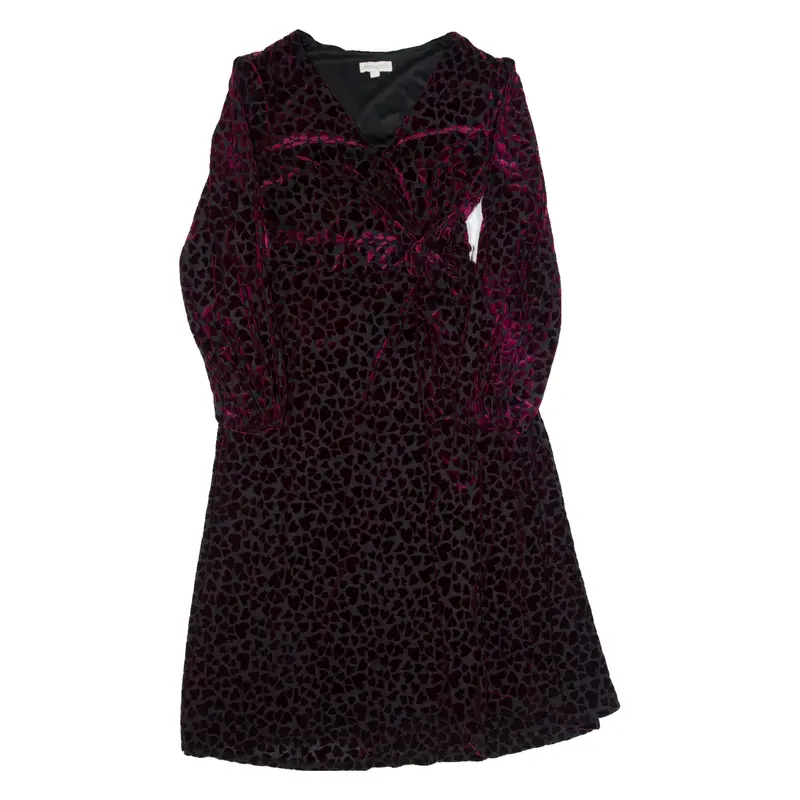 MONSOON Heart Design Womens A-Line Dress Black Velvet Long Sleeve Long S