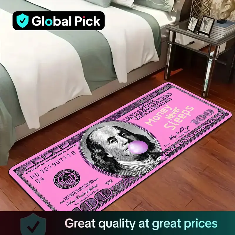 Dollar Pattern Non-slip Soft Floor Mat, 1 Count Rectangle Home Decorative Carpet, Washable Area Rug for Home Living Room Bedr...
