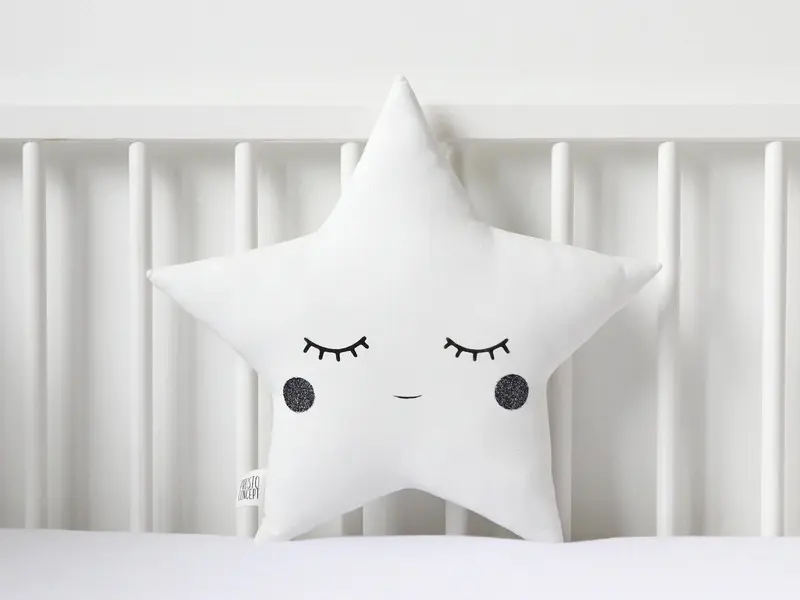 White Star Pillow with Glitter Touch