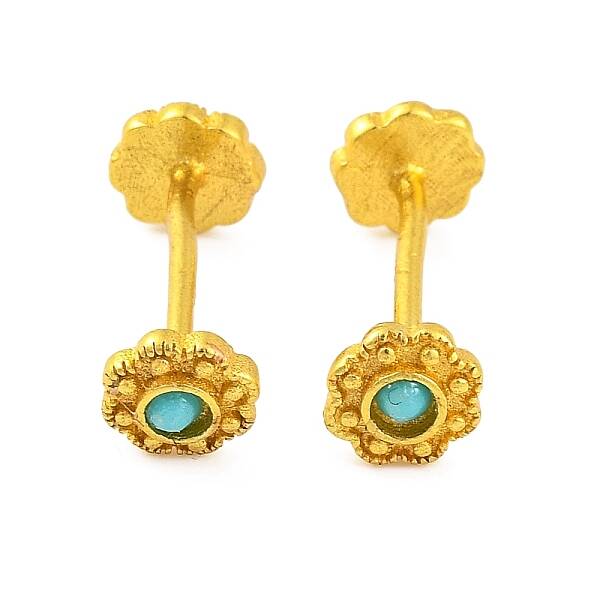 Brass with Synthetic Turquoise Stud Earring Findings