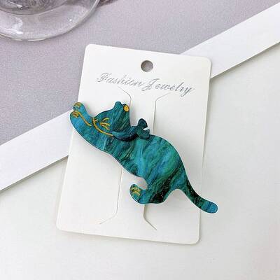 Cat Shape Cellulose Acetate(Resin) Alligator Hair Clips