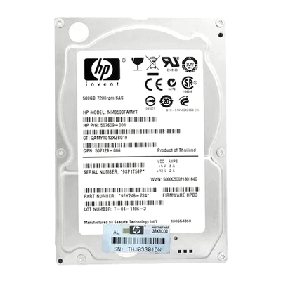 507609-001 HP 500GB 6Gb/s SAS 7200 2.5-Inch Hard Drive