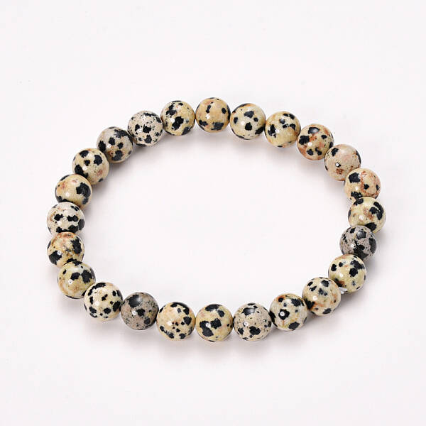 Natural Dalmatian Jasper Beaded Stretch Bracelets