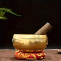 Hand Hammered Tibetan Singing Bowl Set, 1 Set Meditation Singing Bowls with Random Color Wooden Stick, Suitable for Yoga, Hea...