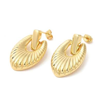 Brass Teardrop Dangle Stud Earrings