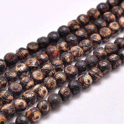 Natural Tibetan Style 3-Eye dZi Beads Strands