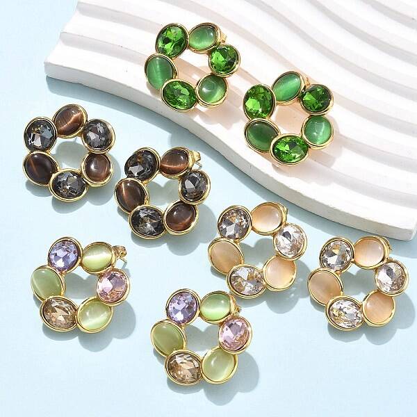 Flower 304 Stainless Steel Stud Earrings