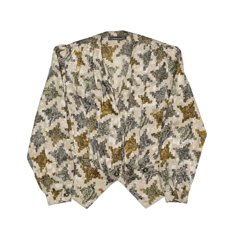 HARDOB Blazer Jacket Beige Crazy Pattern Womens UK 10