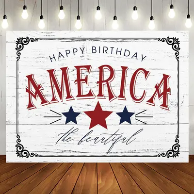 America Star Retro Grey Wood Grain Birthday Backdrop - Aperturee