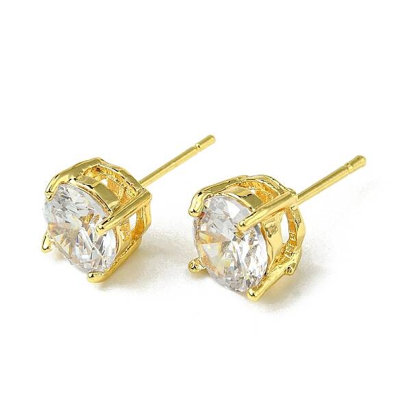 Brass with Cubic Zirconia Stud Earrings