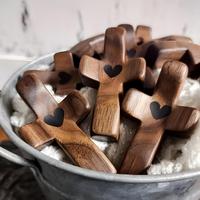 Pocket Wooden Cross Fidget, Relieve Anxiety Comfort for Clutching, Clinging and Praying, Inspirational Easter Gift for Christ...