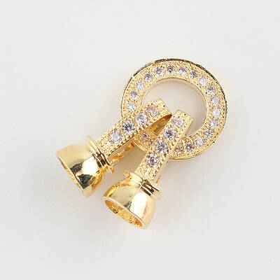 Brass Micro Pave Cubic Zirconia Fold Over Clasps