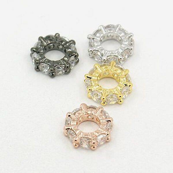 Brass Cubic Zirconia European Beads