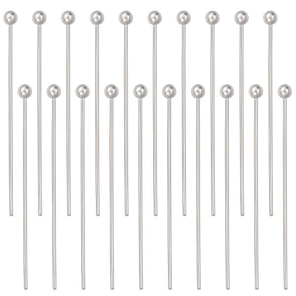 25 Pairs 925 Sterling Silver Ball Head Pins