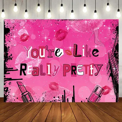 Hot Pink Black Graffiti Lips Happy Birthday Backdrop - Aperturee