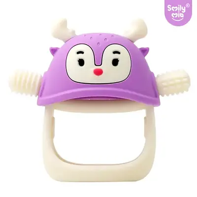 Smily Mia Reindeer Baby Teether for 6-12 Months, Easy-Grip Silicone Chew Toy with Stem Handle, 100% Food Grade BPA-Free Teeth...