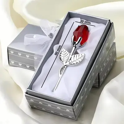 Eternal Love Metal Crystal Rose 9cm x 3cm Timeless Gift for Mother's Day, Birthdays, and Anniversaries, Durable Crystal Desig...