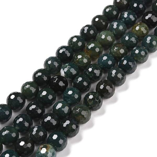 Natural Moss Agate Beads Strands