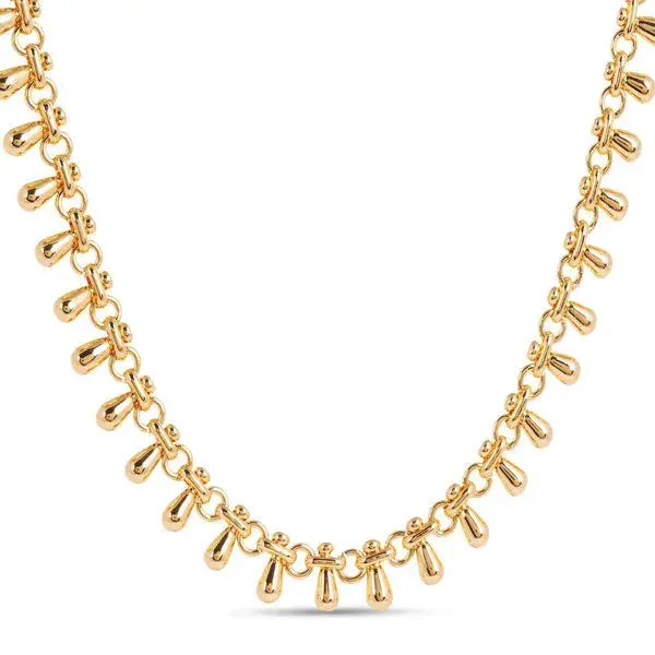 Katia Gold Chain Necklace with Teardrop Tassels