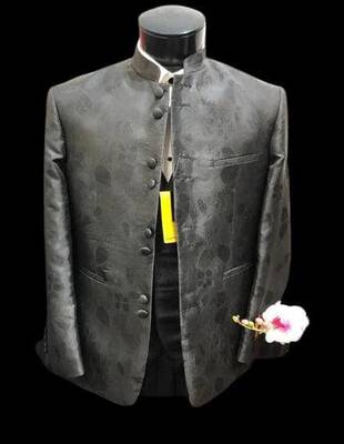 Black Floral Tuxedo - All Black Floral Suit - One Chest Pocket
