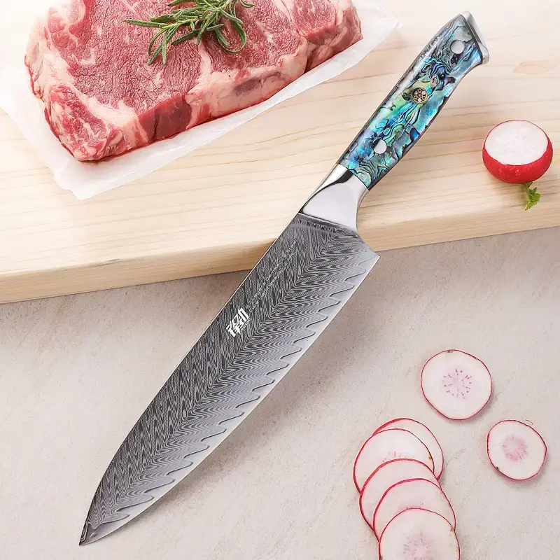 FINDKING Chef Knife, Professional Japanese 67 Layers Damascus Steel Kitchen Chefs Knife 8 Inch, Resin Abalone Shell Handle, R...