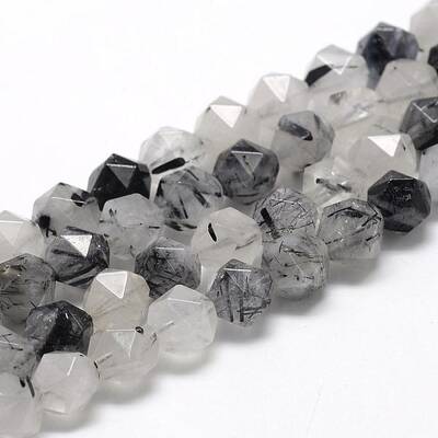 Natural Black Rutilated Quartz Beads Strands
