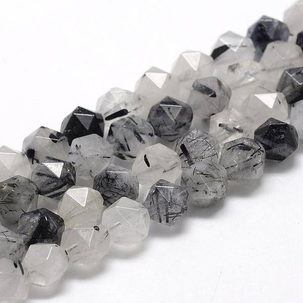 Natural Black Rutilated Quartz Beads Strands