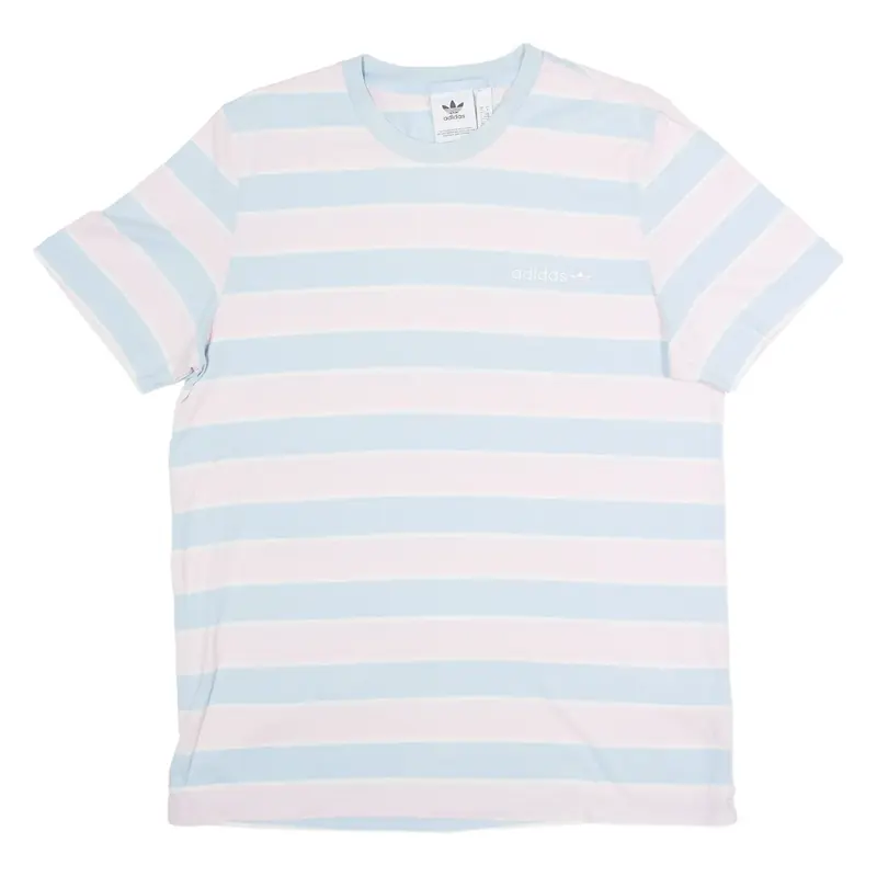 ADIDAS ORIGINALS Striped Mens T-Shirt Pink Crew Neck M