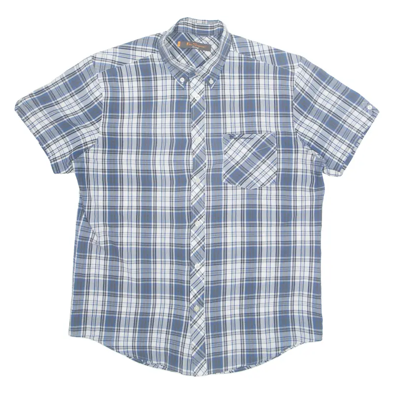 BEN SHERMAN Mens Shirt Blue Check M