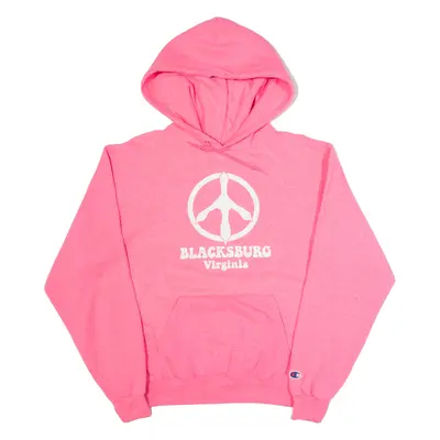 CHAMPION Blacksburg Virginia Mens Pink Hoodie USA S