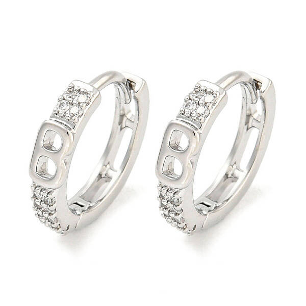 Brass Micro Pave Clear Cubic Zirconia Hoop Earrings for Women