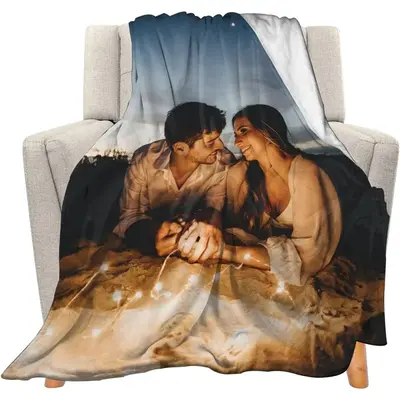 SPXUBZ Custom Blanket with Photo Text Personalized Gift, 1-10 Pictures Customized for Mother Father Family, Christmas Hallowe...
