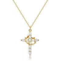 18K Upgraded Crown Cross Necklace for Women Gold Plated Crown Cross Pendant Necklace Simple Diamond Gold Necklaces Faith Cros...