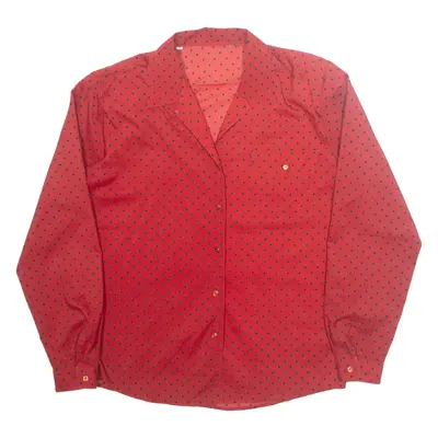 Womens Printed Shirt Red Collared Long Sleeve Spotted S