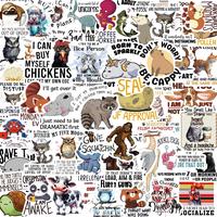 Cute Animal Letter Pattern Sticker, 50pcs/set Funny Self Adhesive Decor Paper, Decorative Sticker for Gift Greeting Card Wate...