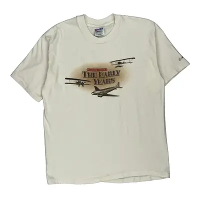 Single Stitch The Early Years Made In Usa Hanes Graphic T-Shirt - Large Cream Cotton