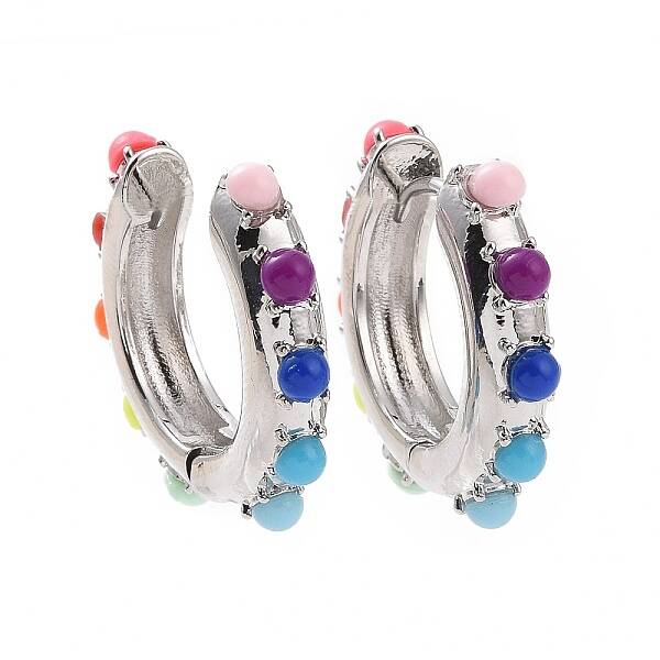 Colorful Resin Beaded Hoop Earrings
