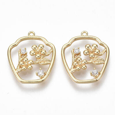 Brass Micro Pave Clear Cubic Zirconia Pendants