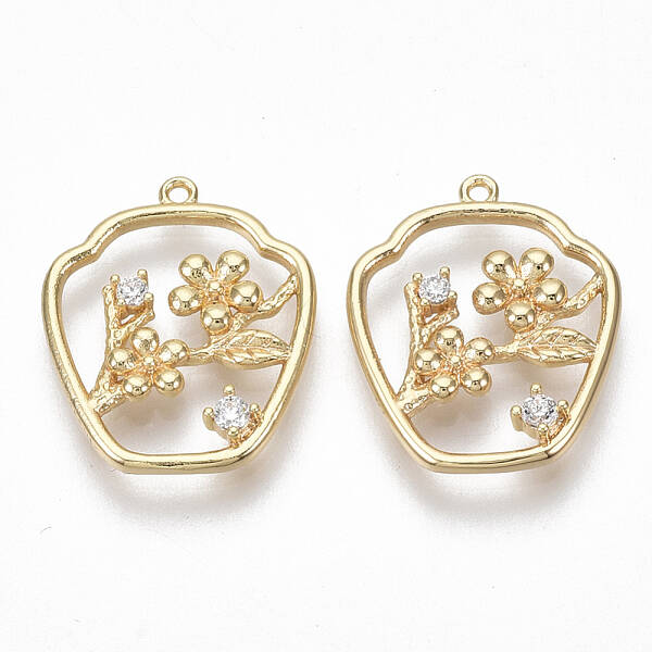Brass Micro Pave Clear Cubic Zirconia Pendants