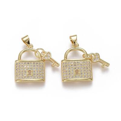 Brass Micro Pave Cubic Zirconia Pendants