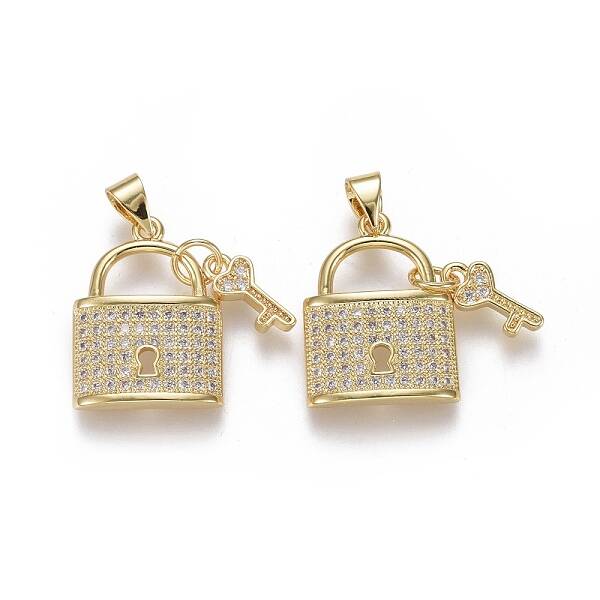 Brass Micro Pave Cubic Zirconia Pendants