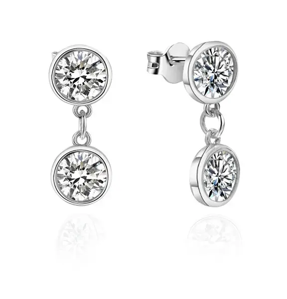 Beneto Sparkling Silver Earrings with Zirconia TAGUP2715