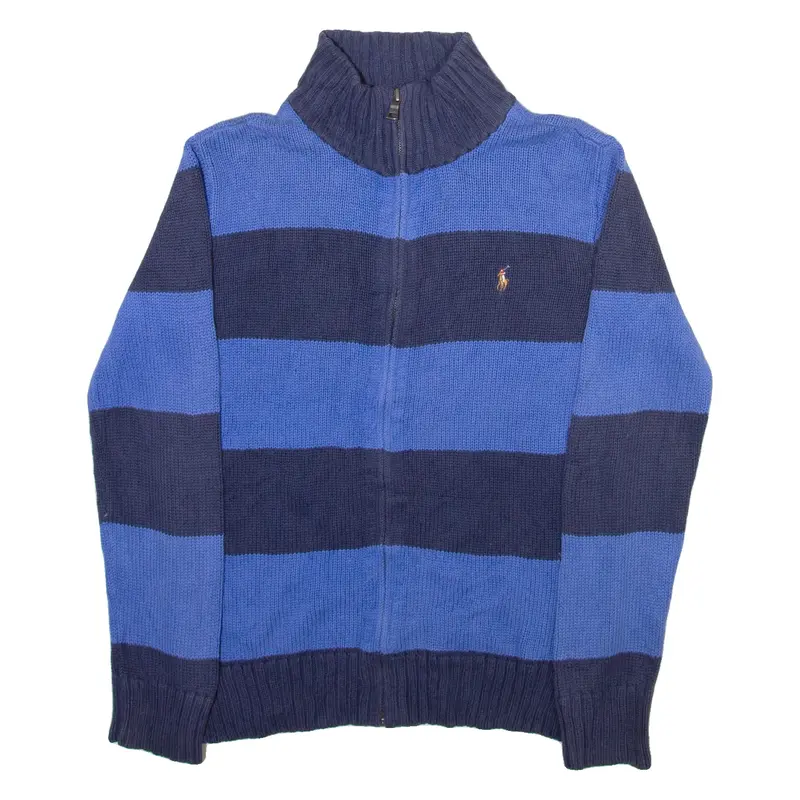 POLO RALPH LAUREN 14-16 Boys Patterned Jumper Blue Striped Tight Knit L