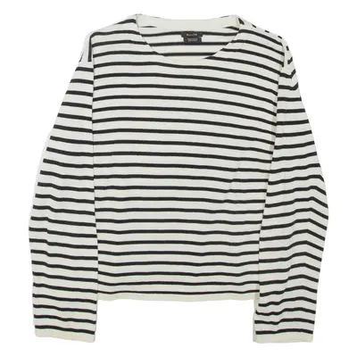MASSIMO DUTTI Womens Patterned Jumper Cream Striped Tight Knit M