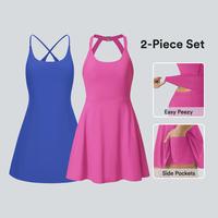 Halara 2-Piece Softlyzero Backless Sleeveless Active Dresse Set--Easy Peezy Edition, Spring Dresses 2025, Dance Dresses for W...
